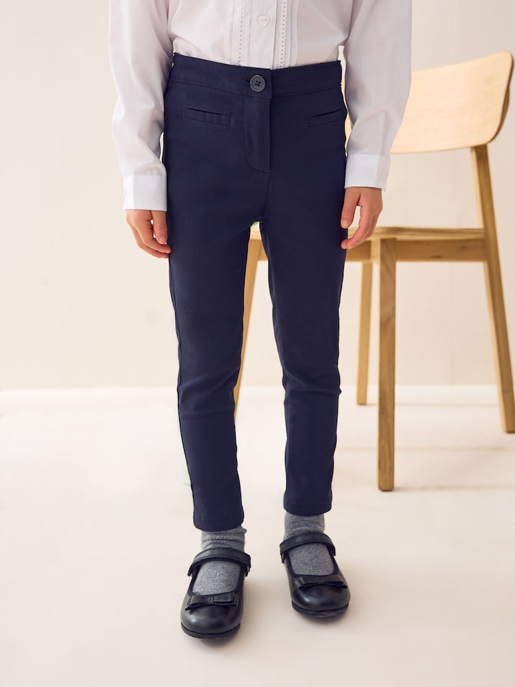 Navy Blue Shorter Length School Skinny Stretch Trousers (3-18yrs) - Image 1 of 6