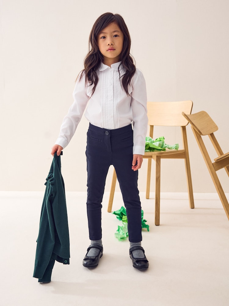 Navy Blue Shorter Length School Skinny Stretch Trousers (3-18yrs) - Image 2 of 6