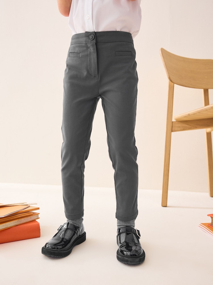 Charcoal Grey Shorter Length School Skinny Stretch Trousers (3-18yrs) - Image 1 of 7