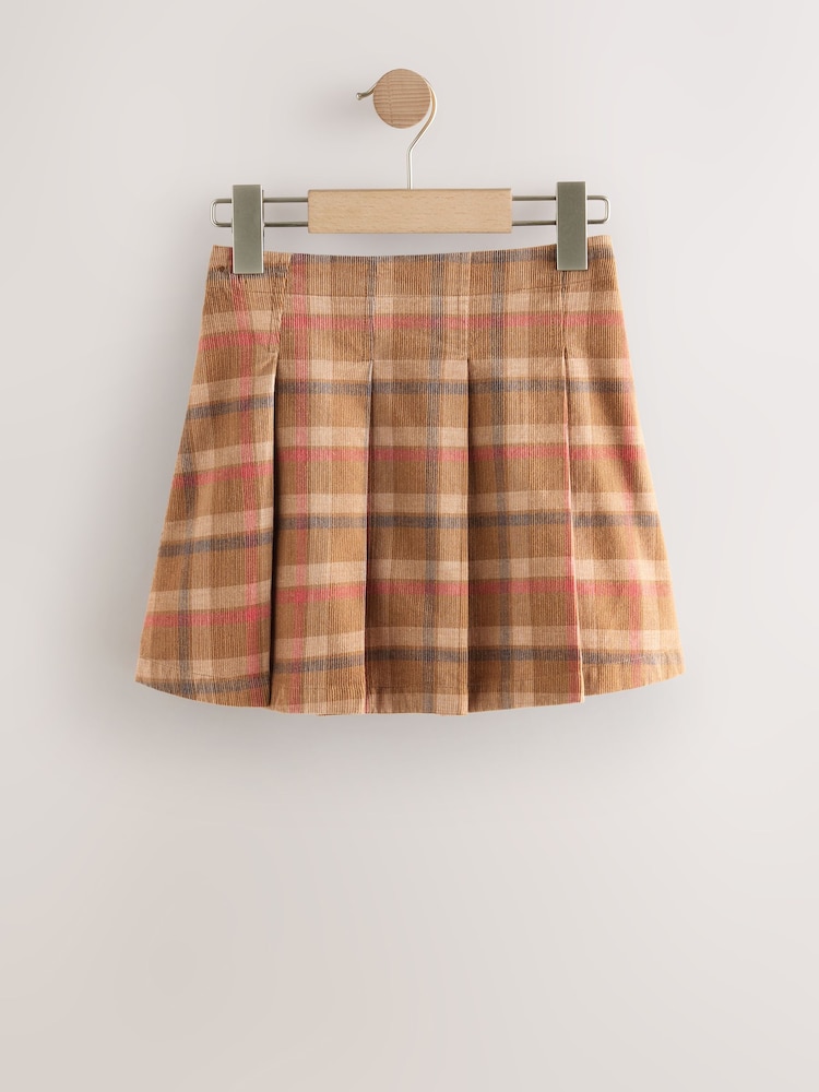 Tan Brown Pleated Check Skirt (3-16yrs) - Image 1 of 4