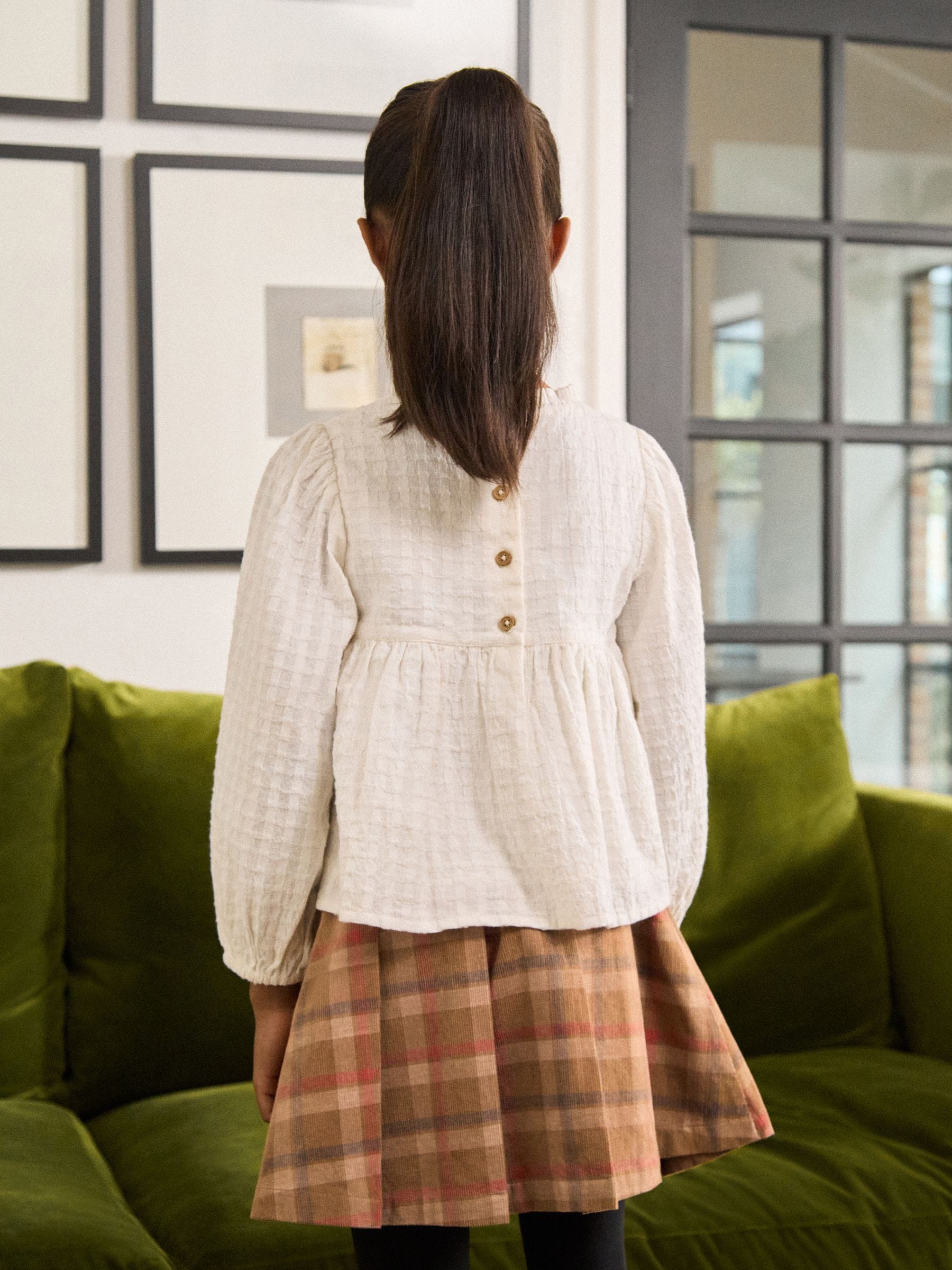 Buy Tan Brown Pleated Check Skirt (3-16yrs) from Next USA