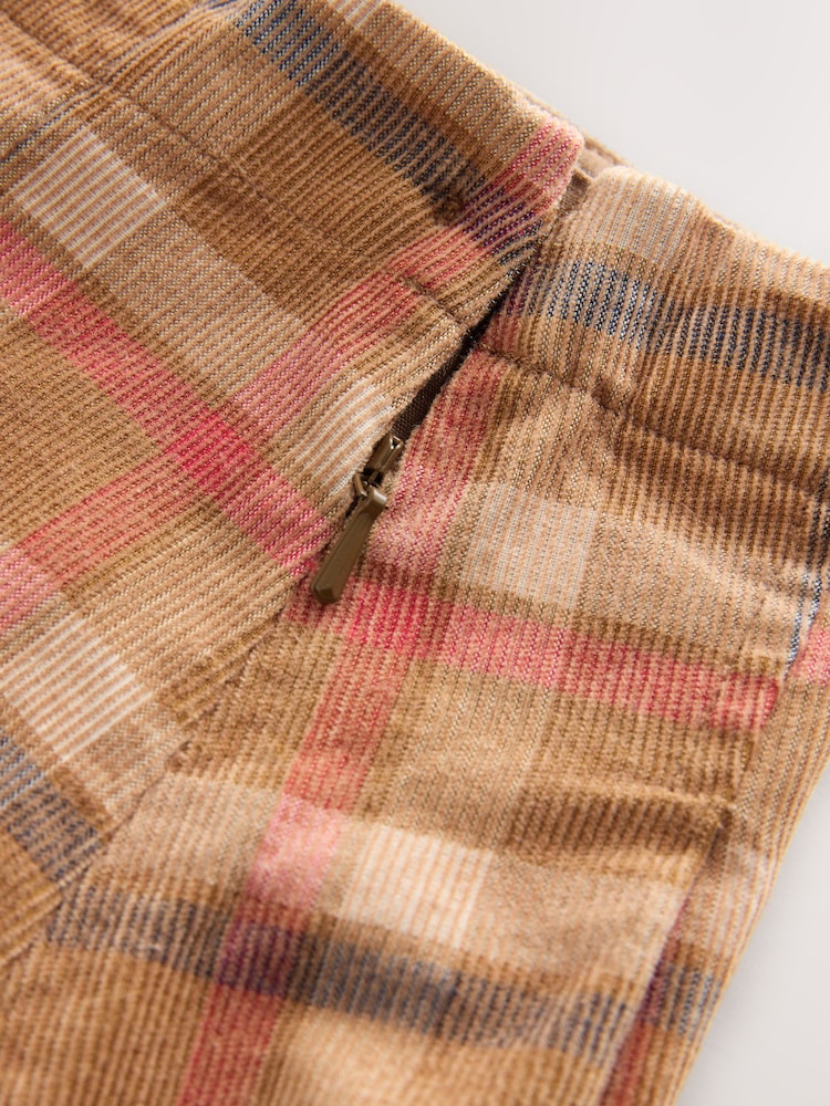 Tan Brown Pleated Check Skirt (3-16yrs) - Image 4 of 4