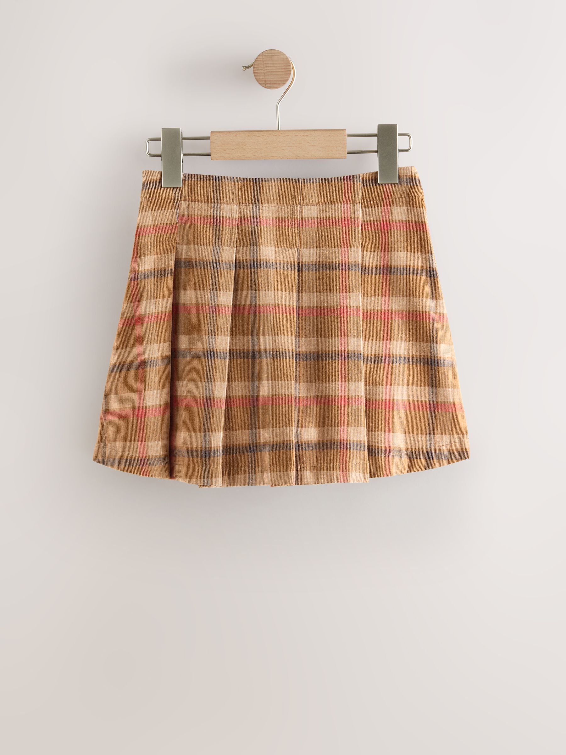 Buy Tan Brown Pleated Check Skirt (3-16yrs) from Next USA