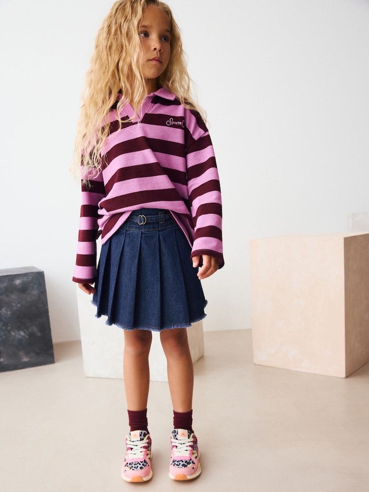 Dark Wash Denim Pleated Skirt (3-16yrs) - Image 4 of 4 Dark Wash Denim Pleated Skirt (3-16yrs) - Image 4 of 4