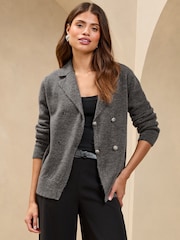 Lipsy Collared z dvovrstnim/dvorednim zapenjanjem Button Longline Knitted pletena jopa jakna; suknjič - Slika 1 iz 4