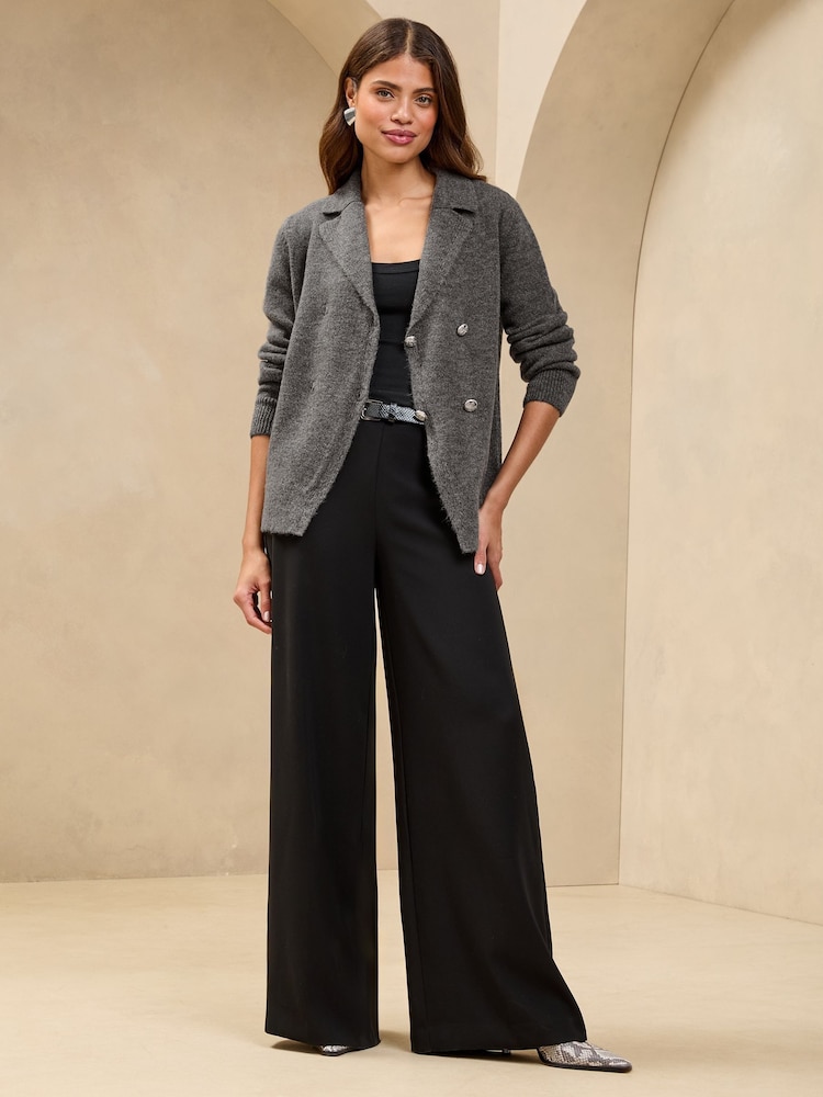 Lipsy Collared z dvovrstnim/dvorednim zapenjanjem Button Longline Knitted pletena jopa jakna; suknjič - Slika 2 iz 4