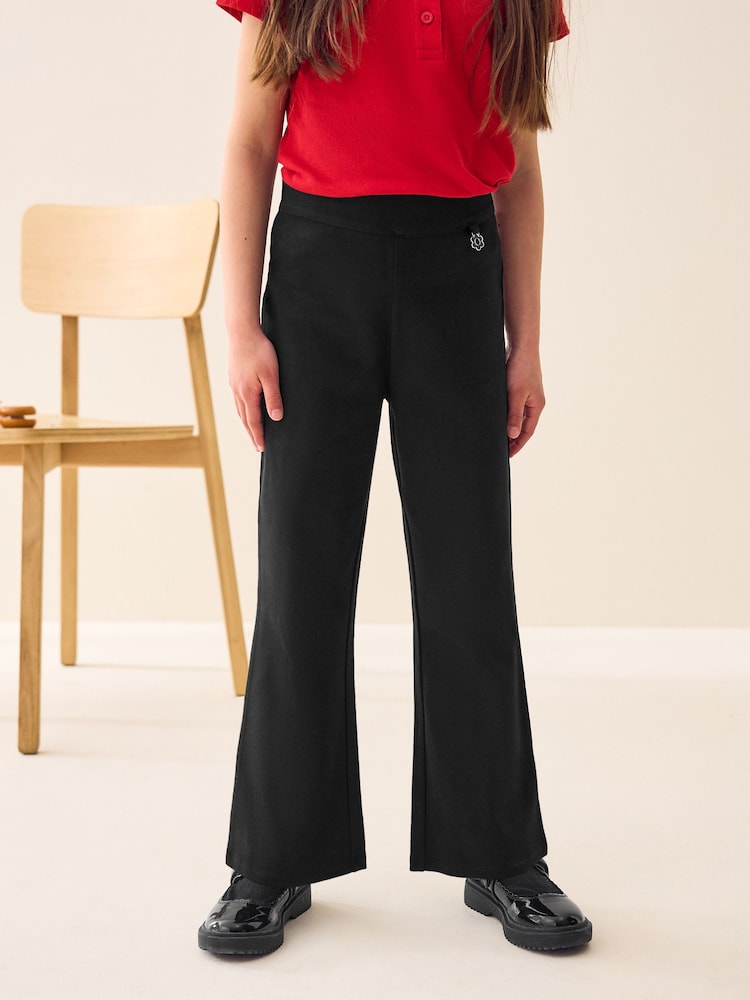 Black - Pull-On Cotton Rich Stretch Boot Cut School Trousers (3-16yrs) - Image 1 of 4