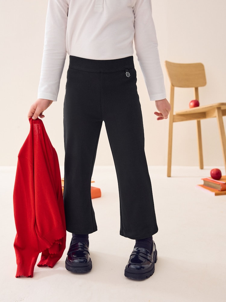 Black - Pull-On Cotton Rich Stretch Boot Cut School Trousers (3-16yrs) - Image 1 of 4