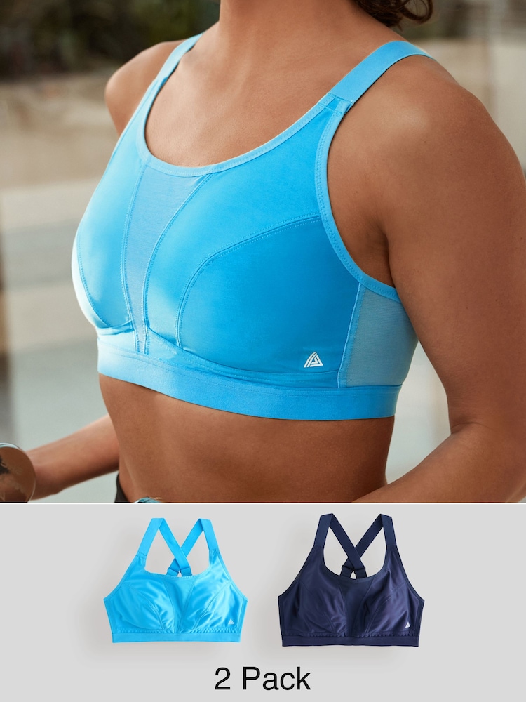 Azul marino/turquesa - Pack de 2 tops cortos de alto impacto Active Sports Dry Tech - Imagen 1 de 13