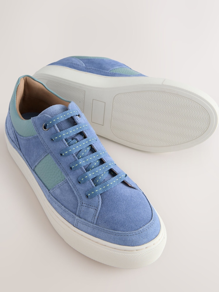 Blue Forever Comfort® Leather Round Toe Lace Up Trainers - Image 6 of 6