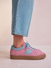 Pink Forever Comfort® Leather Round Toe Lace Up Trainers - Image 1 of 11