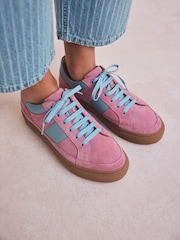 Pink Forever Comfort® Leather Round Toe Lace Up Trainers - Image 2 of 11