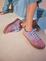 Pink Forever Comfort® Leather Round Toe Lace Up Trainers - Image 3 of 11