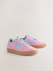Pink Forever Comfort® Leather Round Toe Lace Up Trainers - Image 7 of 11
