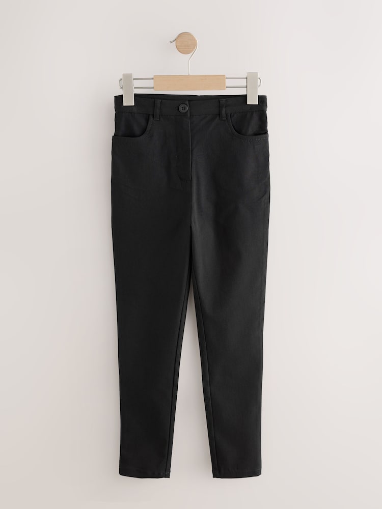 Negro - Pantalones escolares Strecht de corte skinny fit de cintura alta elástica (9-18años) - Imagen 1 de 4