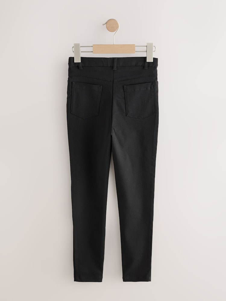 Negro - Pantalones escolares Strecht de corte skinny fit de cintura alta elástica (9-18años) - Imagen 2 de 4
