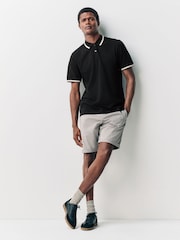 Black Ottoman Regular Fit Short Sleeve Tipped Polo Shirt - Image 2 of 3