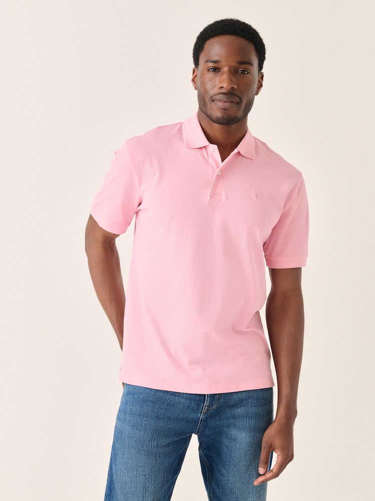 Bright Pink Regular Fit Short Sleeve Pique Polo Shirt - Image 1 of 8