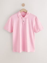 Bright Pink Regular Fit Short Sleeve Pique Polo Shirt - Image 6 of 8