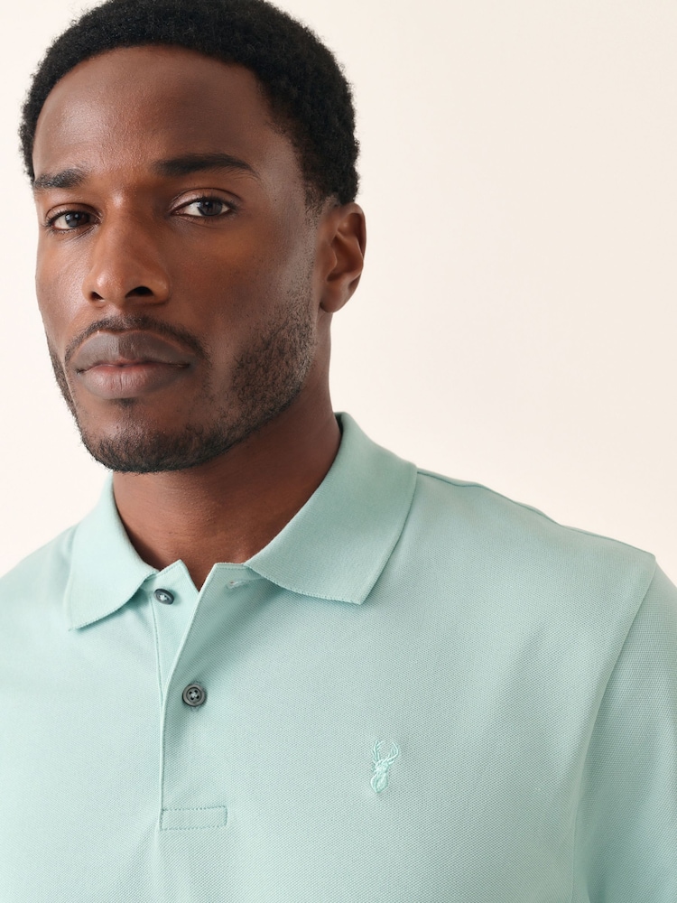 Aqua Green Regular Fit Short Sleeve Pique Polo Shirt - Image 4 of 8