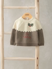 Dunkelbraun - Mamas & Papas Weihnachtspullover - Bild 3 von 4