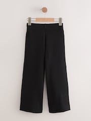 Black Pull-On Cotton Rich Jersey Stretch Wide Leg Trousers (3-17yrs) - Image 5 of 8