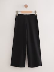 Black Pull-On Cotton Rich Jersey Stretch Wide Leg Trousers (3-17yrs) - Image 6 of 8