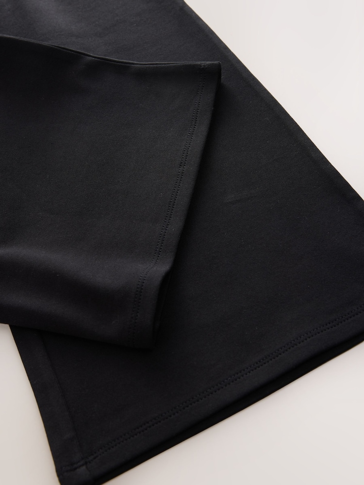 Black Pull-On Cotton Rich Jersey Stretch Wide Leg Trousers (3-17yrs) - Image 8 of 8