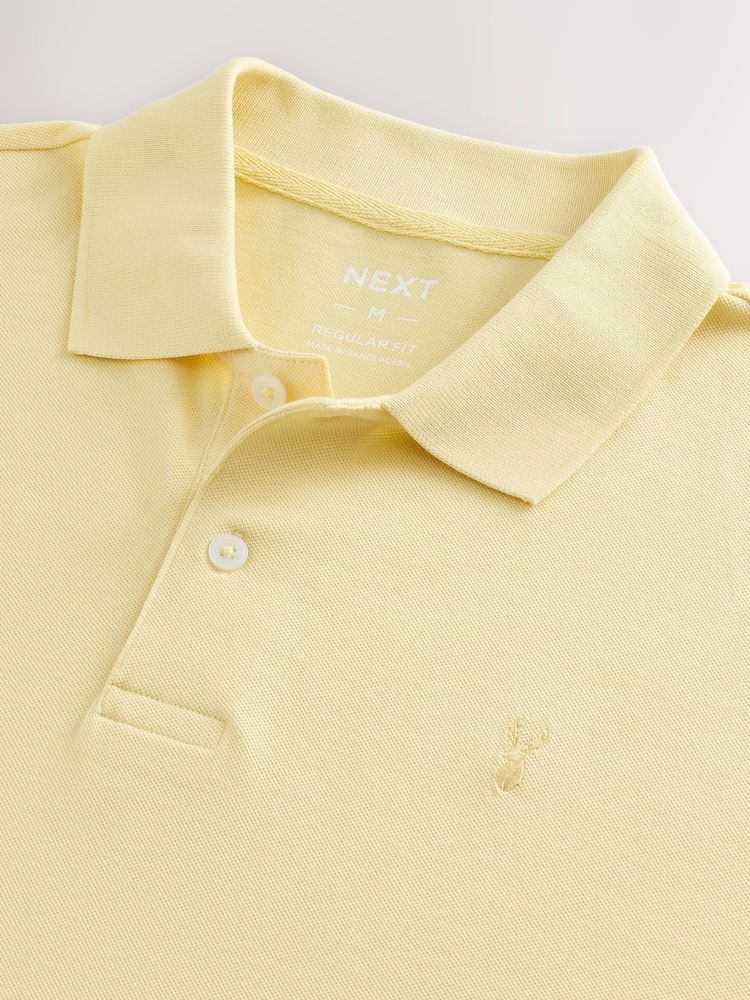 Yellow Regular Fit Short Sleeve Pique Polo Shirt - Image 8 of 8