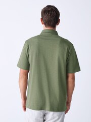 Green 100% Cotton Short Sleeve Slub Polo Shirt - Image 3 of 8