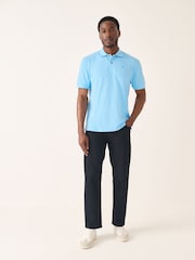 Sky Blue Regular Fit Short Sleeve Pique Polo Shirt - Image 2 of 8