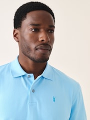 Sky Blue Regular Fit Short Sleeve Pique Polo Shirt - Image 4 of 8