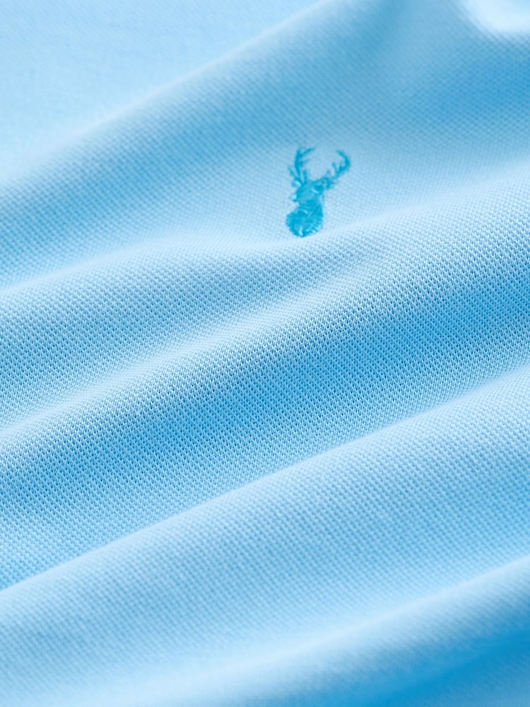Sky Blue Regular Fit Short Sleeve Pique Polo Shirt - Image 8 of 8