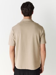 Stone Relaxed Fit Smart Cuban Collar Jersey Shirt - Image 3 of 6