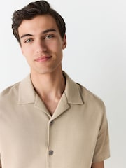 Stone Relaxed Fit Smart Cuban Collar Jersey Shirt - Image 4 of 6