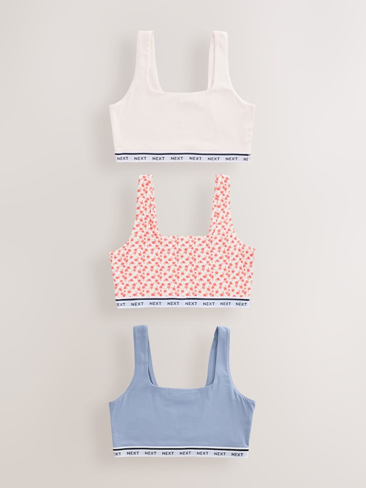 Blue/Cream/Floral 3 Pack Ultimate Comfort Crop Tops - Image 1 of 6