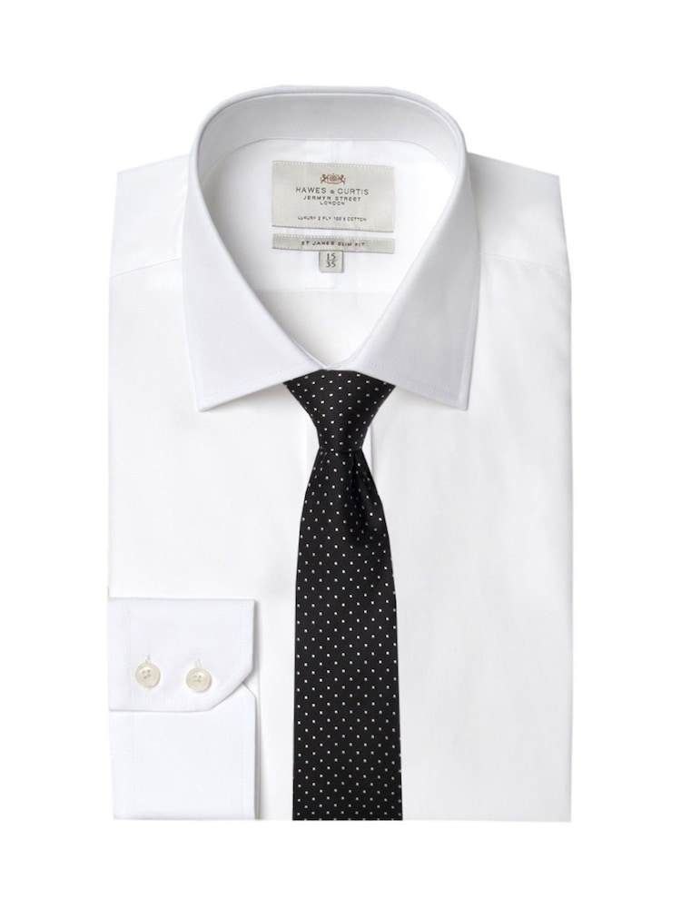 Hawes & Curtis Slim Poplin 100% Cotton White Shirt - Image 2 of 3