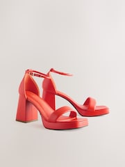 Orange Forever Comfort® Square Toe Platform Flare Heels - Image 1 of 5
