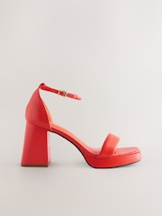 Orange Forever Comfort® Square Toe Platform Flare Heels - Image 2 of 5
