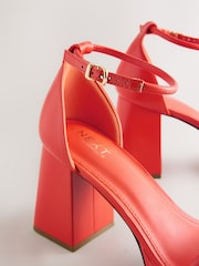 Orange Forever Comfort® Square Toe Platform Flare Heels - Image 3 of 5
