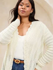 Marfil - Lipsy Knitted Pretty Stitch Crochet Long Cardigan - Imagen 2 de 4
