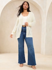 Marfil - Lipsy Knitted Pretty Stitch Crochet Long Cardigan - Imagen 3 de 4