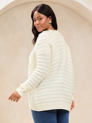 Marfil - Lipsy Knitted Pretty Stitch Crochet Long Cardigan - Imagen 4 de 4