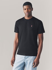 Zwart - Slim Fit - 100% katoenen T-shirt met hertenprint - Image 1 of 7