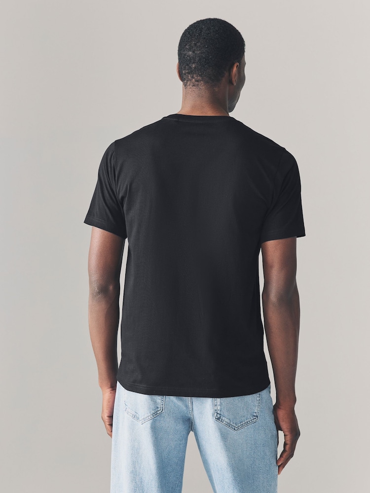 Zwart - Slim Fit - 100% katoenen T-shirt met hertenprint - Image 4 of 7