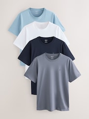 Bleu/Marine/Blanc/Acier - Slim Fit (Slim Fit) - T-shirt en coton 100% 4 Paquet - Image 1 of 12