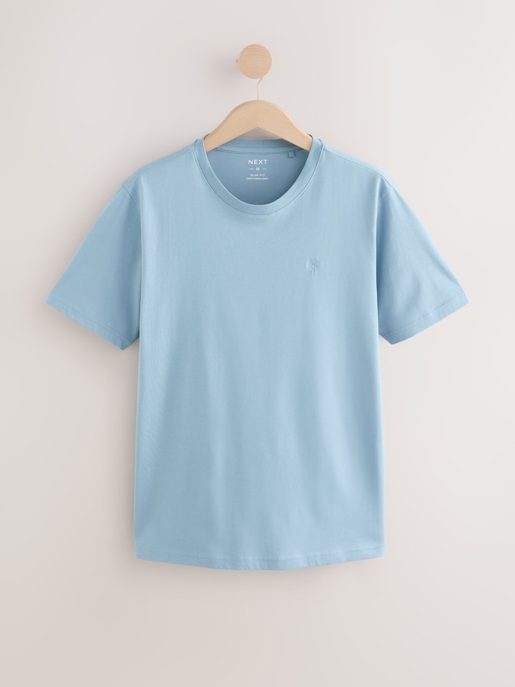 Bleu/Marine/Blanc/Acier - Slim Fit (Slim Fit) - T-shirt en coton 100% 4 Paquet - Image 2 of 12