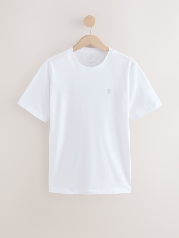 Bleu/Marine/Blanc/Acier - Slim Fit (Slim Fit) - T-shirt en coton 100% 4 Paquet - Image 3 of 12