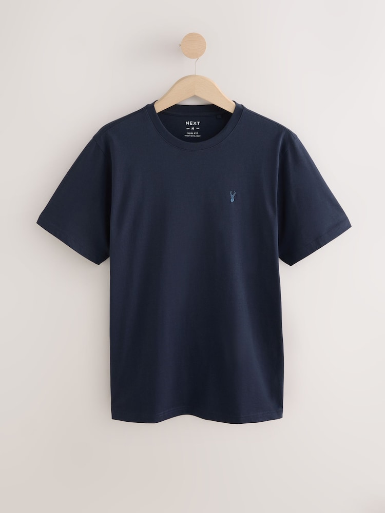 Bleu/Marine/Blanc/Acier - Slim Fit (Slim Fit) - T-shirt en coton 100% 4 Paquet - Image 4 of 12