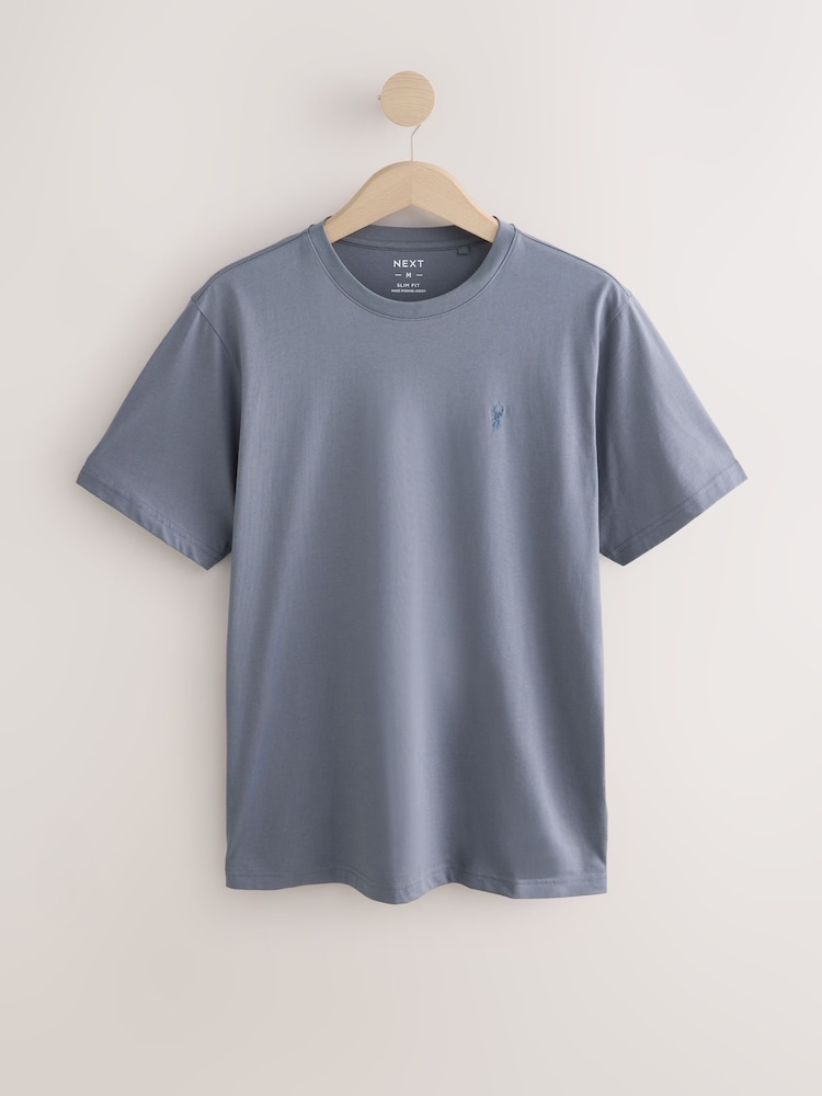 Bleu/Marine/Blanc/Acier - Slim Fit (Slim Fit) - T-shirt en coton 100% 4 Paquet - Image 5 of 12